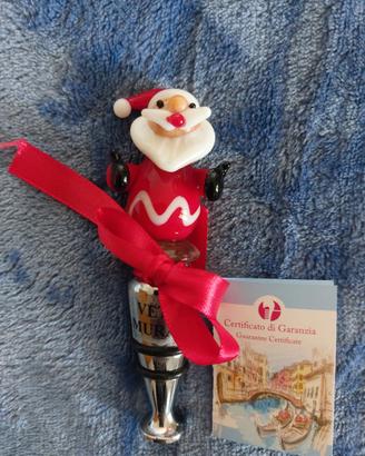 Tappo di vetro Murano per bottiglia Babbo Natale