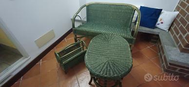 set da esterno in vimini