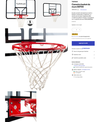 Canestro basket da muro