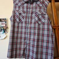 Camicetta con colletto senza maniche a quadri 