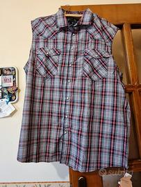 Camicetta con colletto senza maniche a quadri 