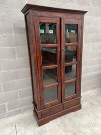 Piccola libreria in massello ante a vetri