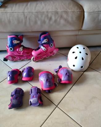 Pattini in linea bambine/o con set di protezioni