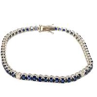 Bracciale Tennis oro bianco e zaffiri naturali