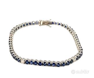 Bracciale Tennis oro bianco e zaffiri naturali