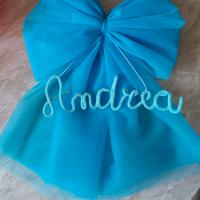 fiocco in tulle con solo nome in tricotin 