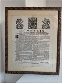 Stampa antica 1723 - Sommario Privilegi