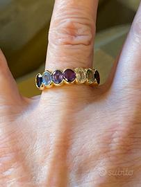 Anello oro 18 ct con pietre vere