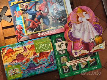 3 puzzle più libro calamita dei dinosauri 
