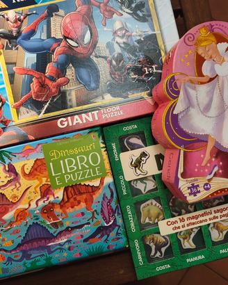3 puzzle più libro calamita dei dinosauri 