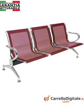 Sedie da attesa in acciaio colore rosso 3 posti