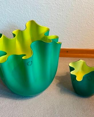 Coppia vaso fazzoletto Venini