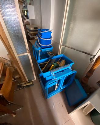 Carrello professionale per pulizie a due scomparti