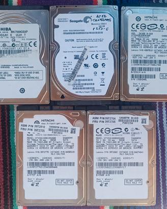 Lotto 5 Hard Disk SATA 2.5” per Laptop funzionanti