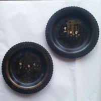 Coppia piattini in papier-mache, epoca fine Ottoce