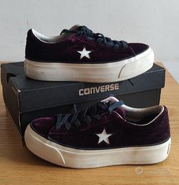 Scarpe velluto bordeaux/viola numero 38