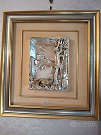 QUADRO PAESAGGIO RILIEVO FOGLIA ARGENTO