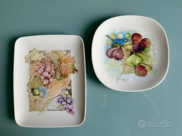 Set 2 Piatti per frutta/dolci  dipinti a mano