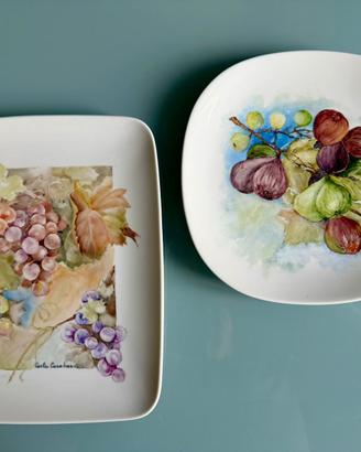 Set 2 Piatti per frutta/dolci  dipinti a mano