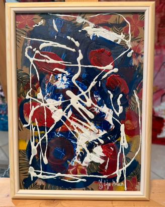 Quadr Pittura Astratta  23.5 x 32 cm con Cornice
