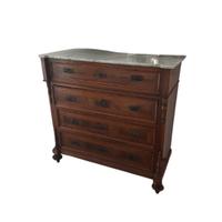 Cassettone con piano in marmo bianco e noce ('800)