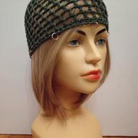 cuffia rete khaki con anellini