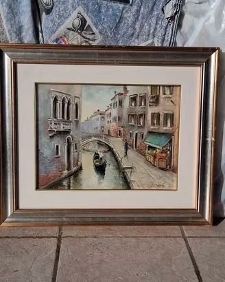 Quadro Dipinto Olio su Tela Scorcio di Venezia