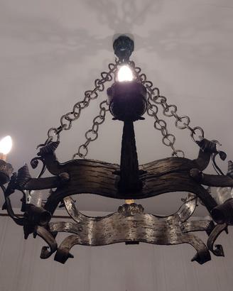 lampadario in ferro battuto artigianale 