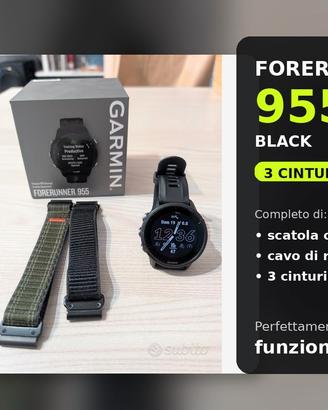 Garmin Forerunner 955 Black non Solar + 3 cinturin