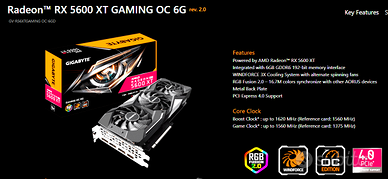 AMD Gigabyte Radeon RX 5600 XT GAMING OC