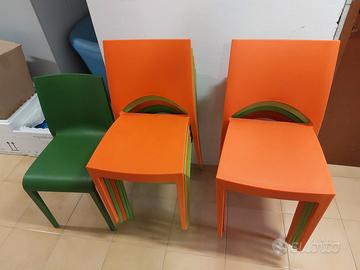 Sedie in plastica Verdi/Arancioni