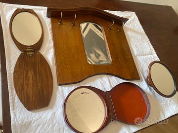 Collezione 4 Specchi Vintage in legno e cuoio