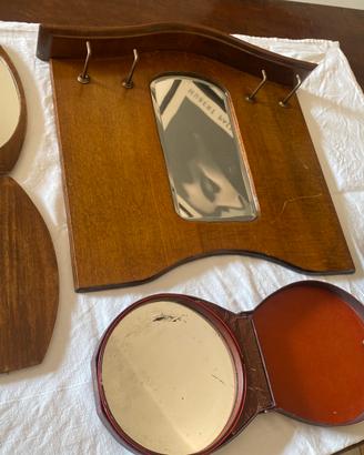 Collezione 4 Specchi Vintage in legno e cuoio