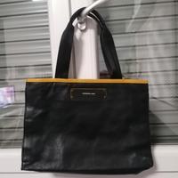 borsa pelle nera e gialla