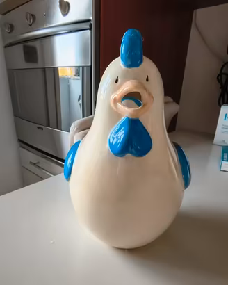 Cocotte / Vaso antico in ceramica a forma di gallo