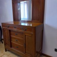 cassettiera con specchio in legno antica