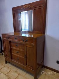 cassettiera con specchio in legno antica