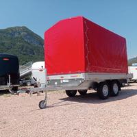 CARRELLO RIMORCHIO AUTO DOPPIO ASSE CON CENTINA