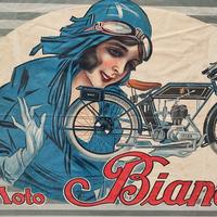 Raro manifesto pubblicitario Moto Bianchi  1915