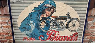 Raro manifesto pubblicitario Moto Bianchi  1915