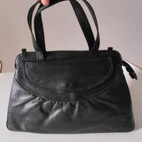 Borsetta vintage nera pelle con manici