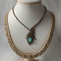 Collana Vintage Art Nouveau Ottone forma piuma