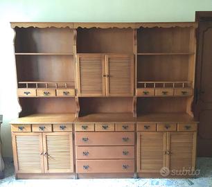 Credenza, mobile soggiorno, dispensa noce chiaro