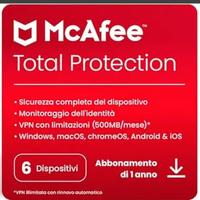 McAfee Total Protection 2026 5 dispositivi 1 anno 