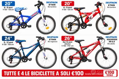 4 Bici di diverse taglie