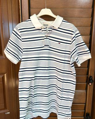 T-shirt Tommy Hilfiger a righe bianco e blu uomo M
