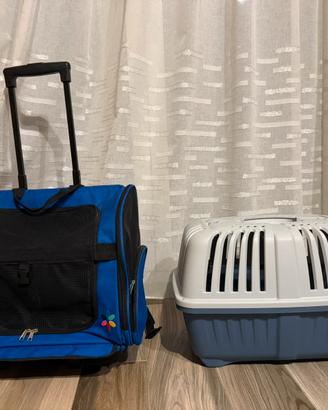 Trasportino trolley/zaino + trasportino plastica