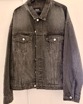 Giacca jeans uomo Zara strass neri