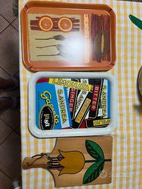 Tris Cucina Vintage: Vassoi e Tagliere in Legno De