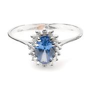 Anello Oro Bianco 18 KT con Diamanti e Zaffiro